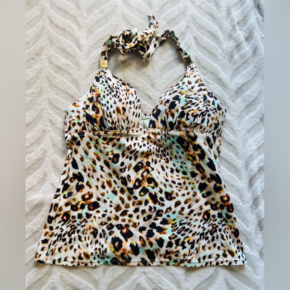 Victoria Secret leopard tankini sea foam mint teal turquoise medium